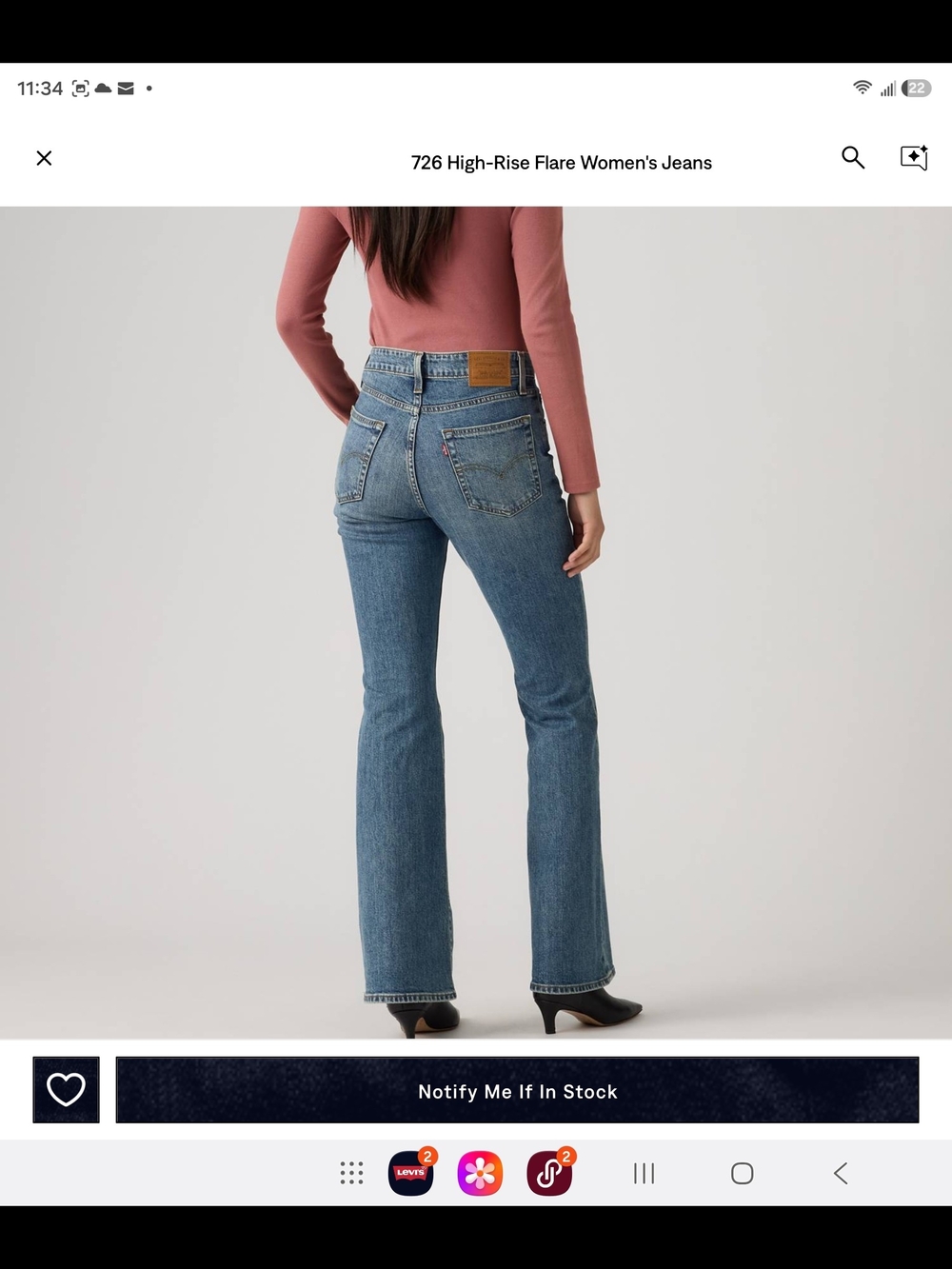 Levi's 726 High-Rise Flare Jeans - Face Right- Midium blue